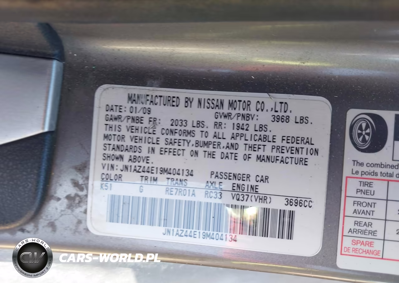 2009 Nissan 370Z VIN:JN1AZ44E19M404134 - 9