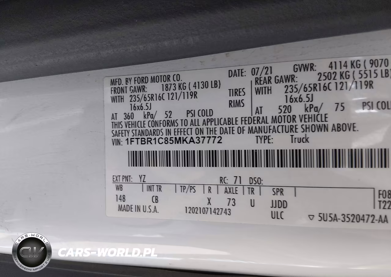 2021 Ford Transit-250 VIN:1FTBR1C85MKA37772 - 9