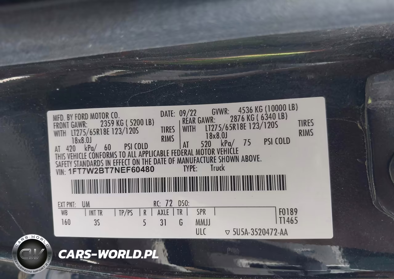 2022 Ford F-250 Xlt VIN:1FT7W2BT7NEF60480 - 9