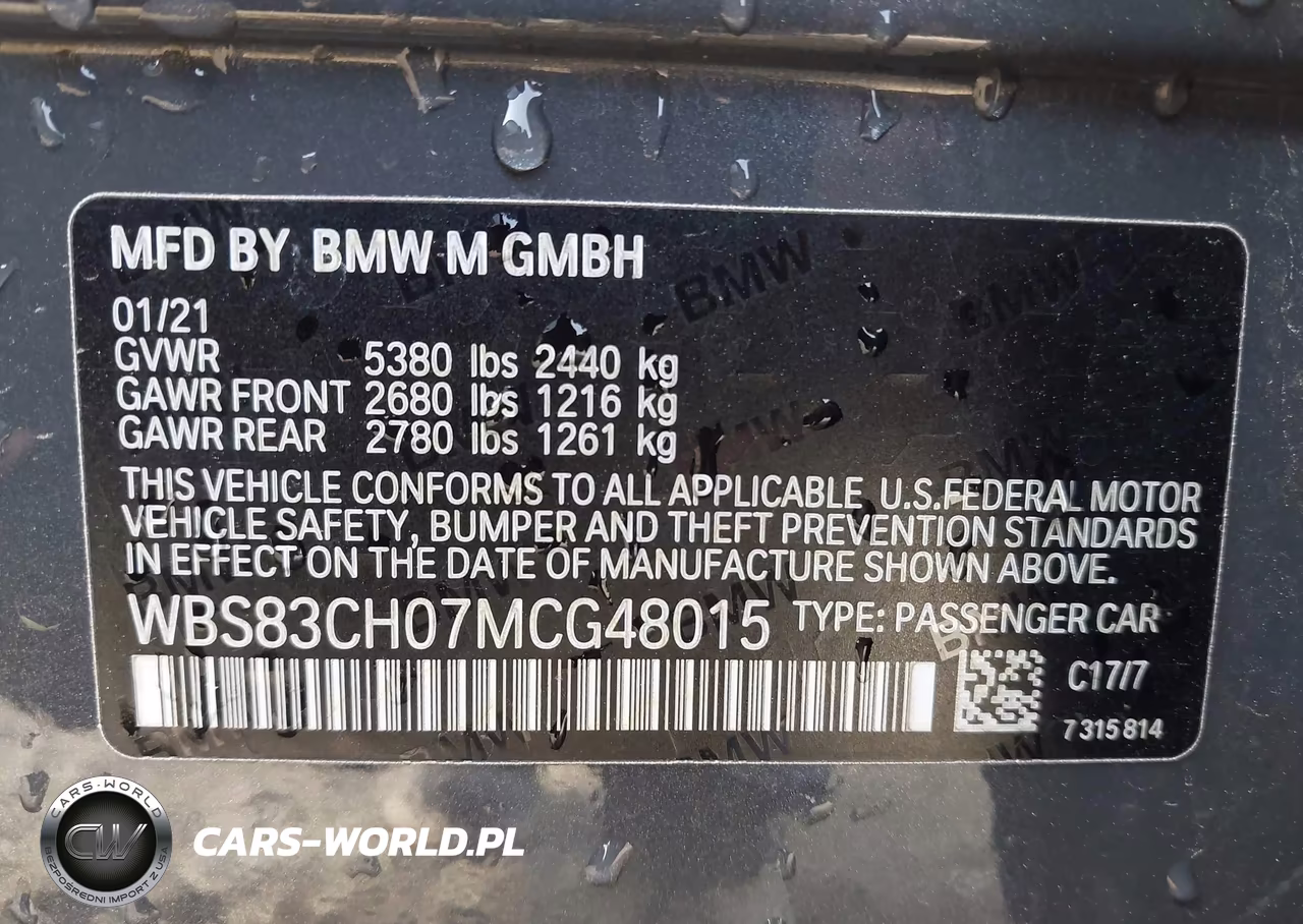 2021 BMW M5 VIN:WBS83CH07MCG48015 - 9