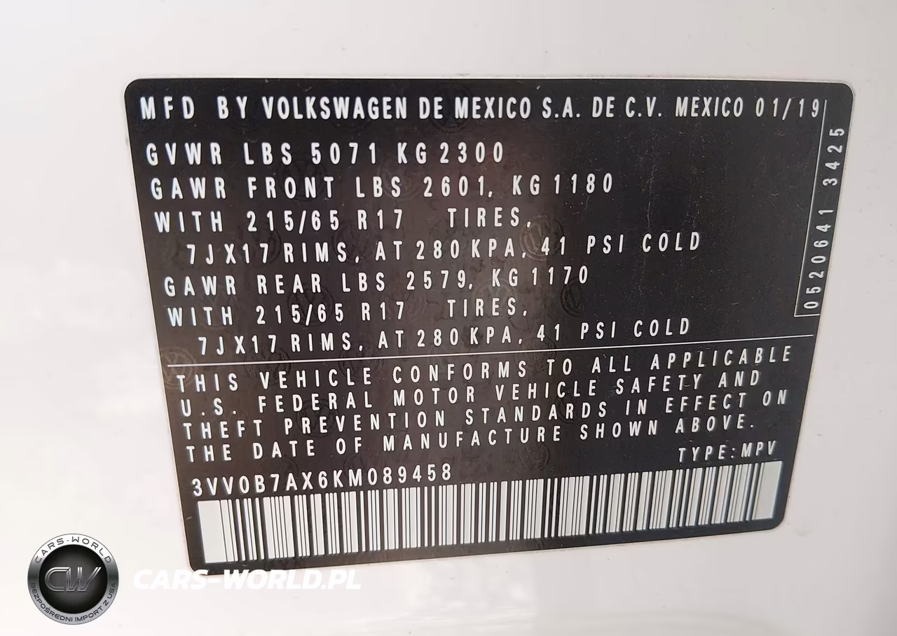 2019 Volkswagen Tiguan 2.0T S VIN:3VV0B7AX6KM089458 - 9