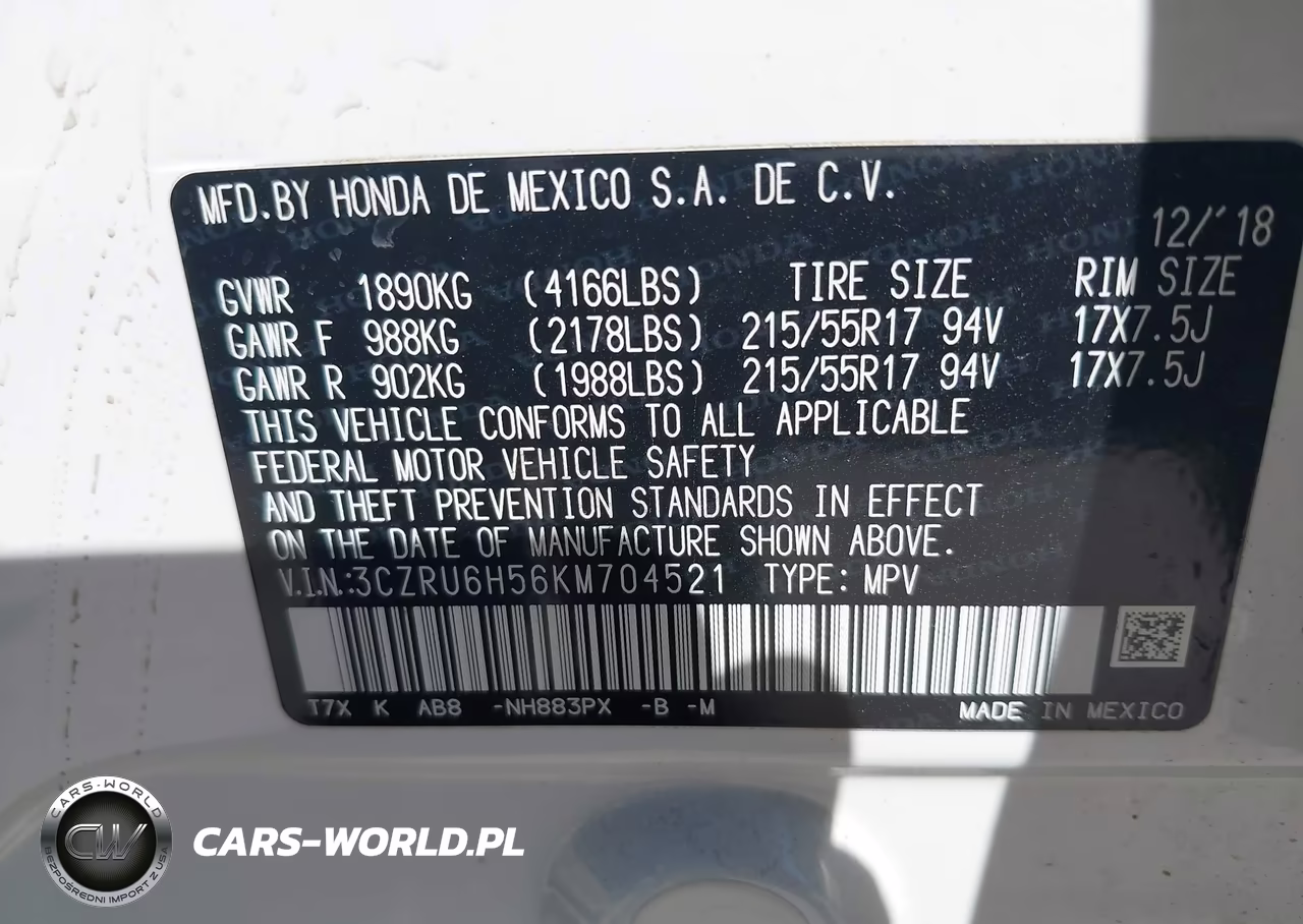 2019 Honda Hr-V Ex VIN:3CZRU6H56KM704521 - 9