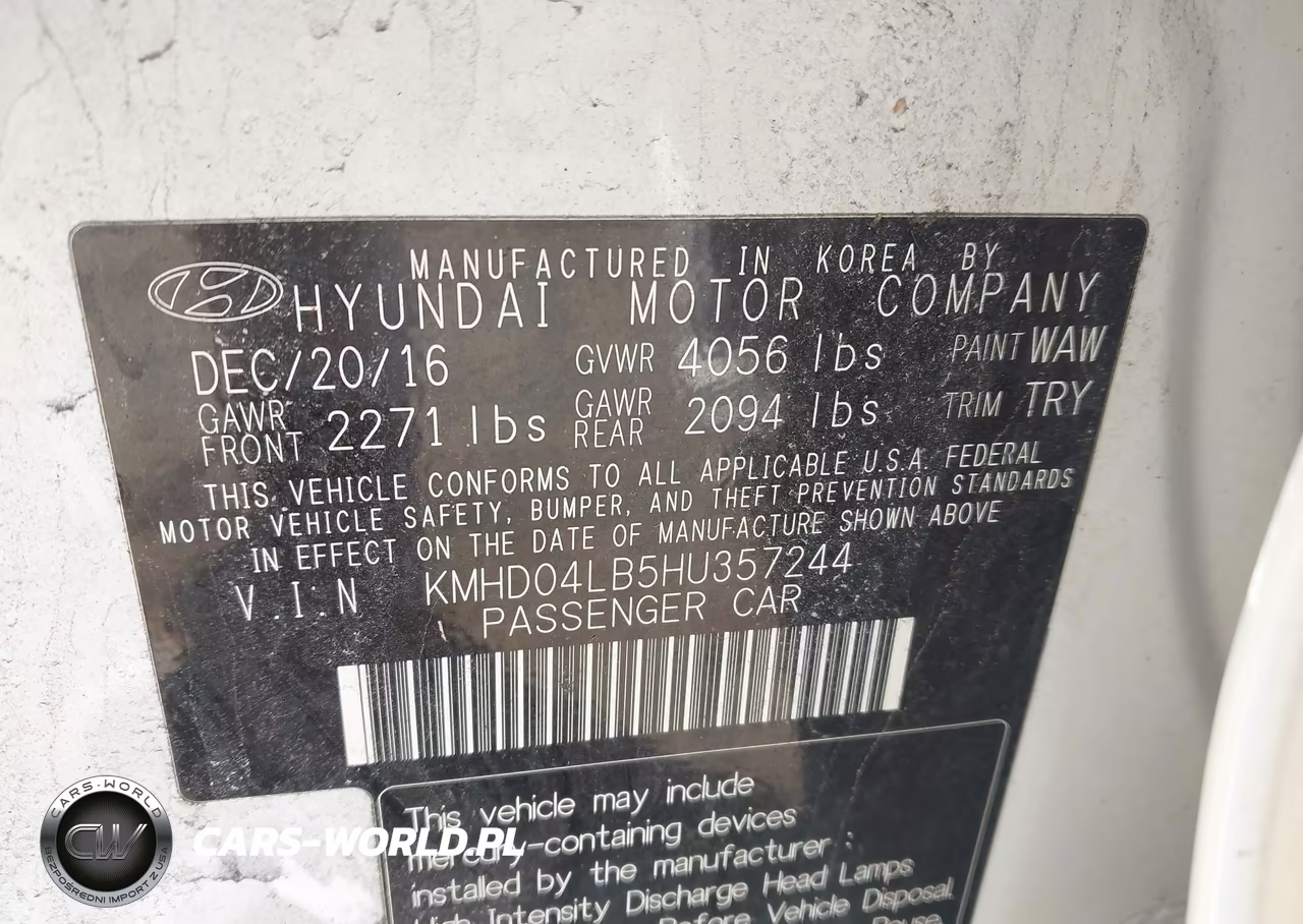 2017 Hyundai Elantra Sport VIN:KMHD04LB5HU357244 - 9