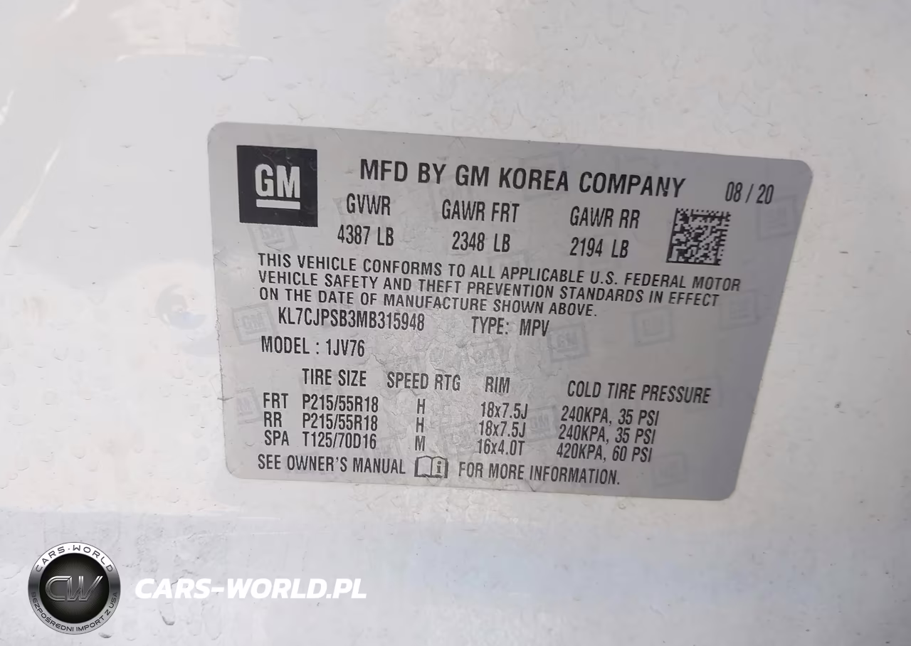 2021 Chevrolet Trax Awd Lt VIN:KL7CJPSB3MB315948 - 9