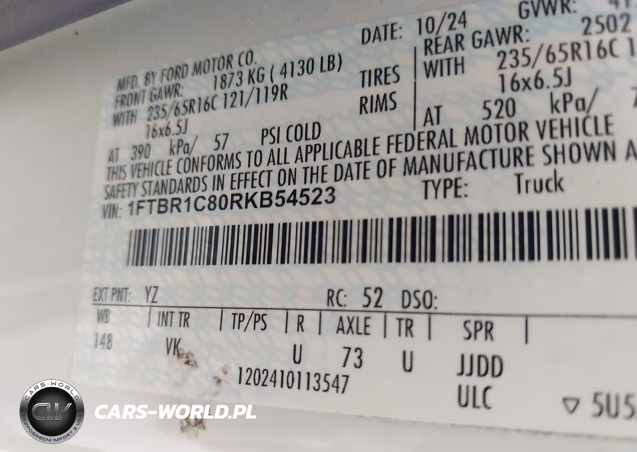 2024 Ford Transit-250 VIN:1FTBR1C80RKB54523 - 9