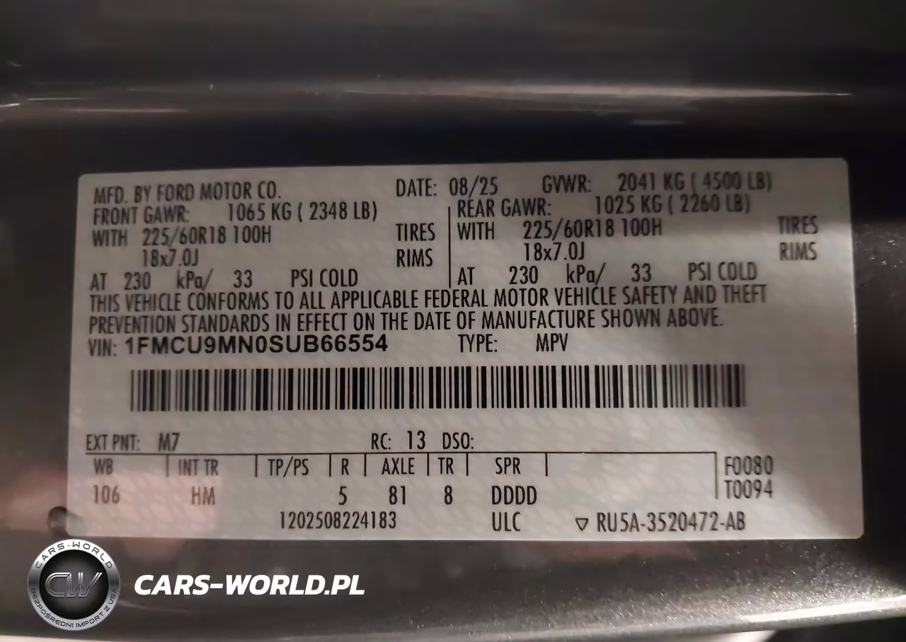 2025 Ford Escape St-Line VIN:1FMCU9MN0SUB66554 - 9