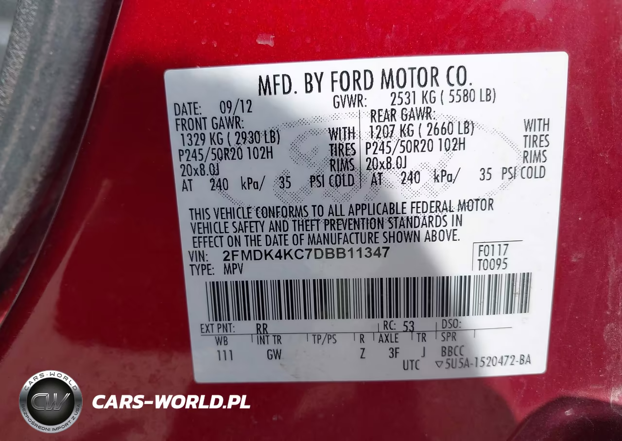2013 Ford Edge Limited VIN:2FMDK4KC7DBB11347 - 9