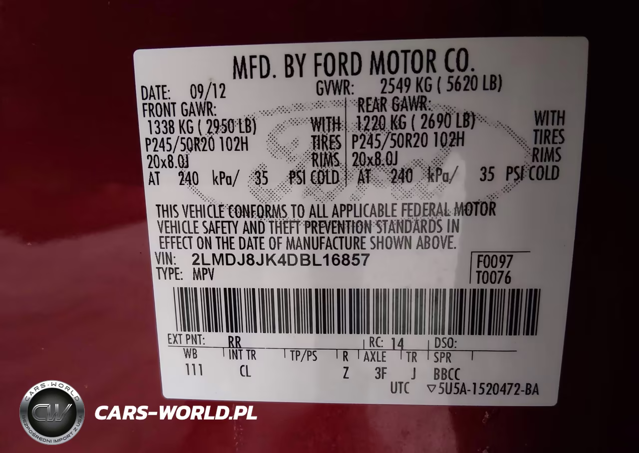 2013 Lincoln Mkx VIN:2LMDJ8JK4DBL16857 - 9