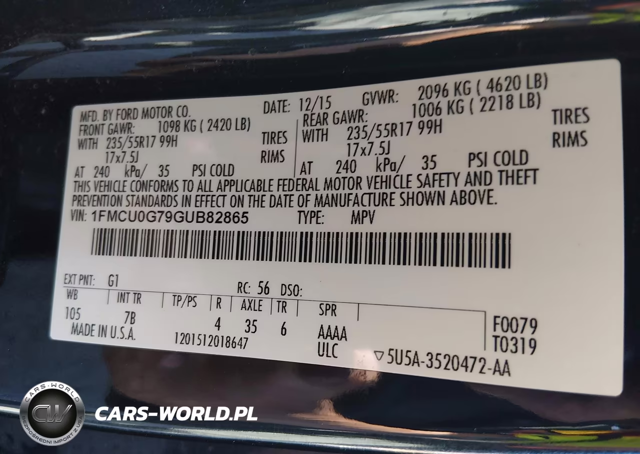 2016 Ford Escape Se VIN:1FMCU0G79GUB82865 - 9