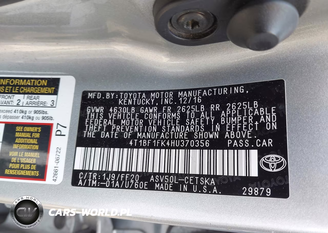 2017 Toyota Camry Se VIN:4T1BF1FK4HU370356 - 9