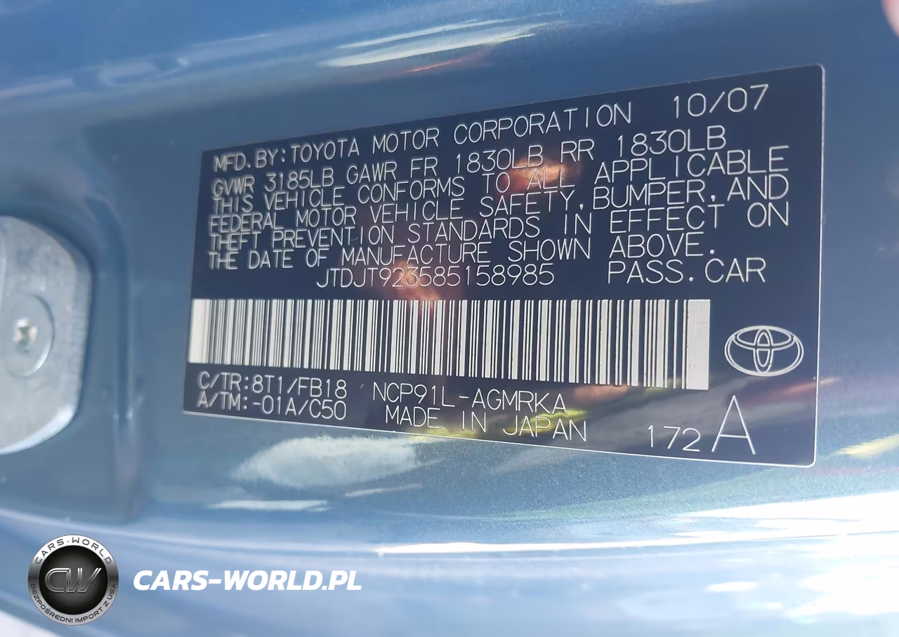 2008 Toyota Yaris VIN:JTDJT923585158985 - 9
