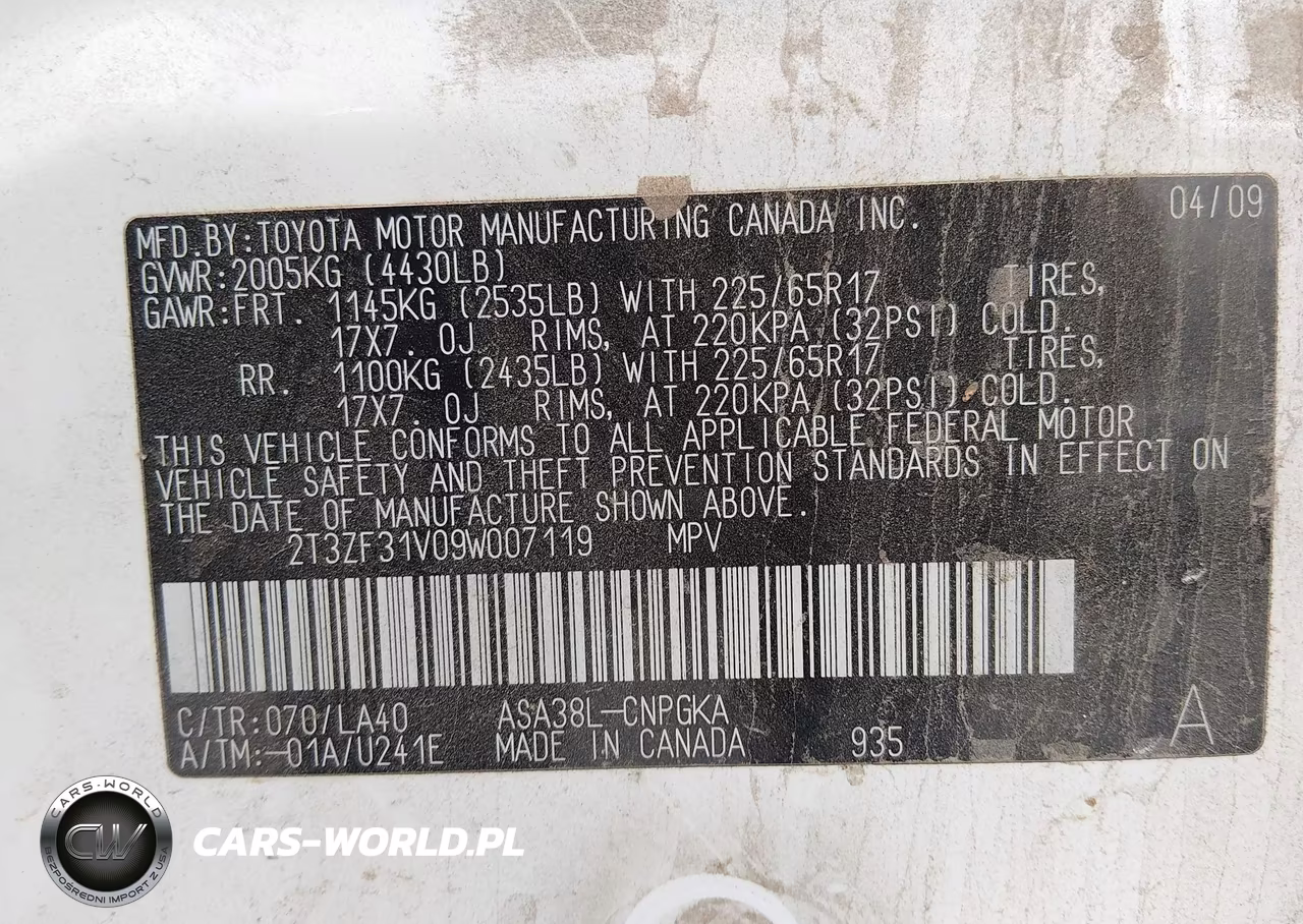 2009 Toyota Rav4 Limited VIN:2T3ZF31V09W007119 - 9