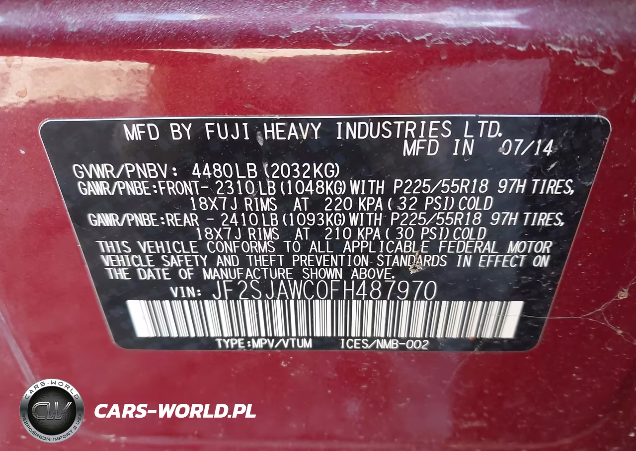 2015 Subaru Forester VIN:JF2SJAWC0FH487970 - 9