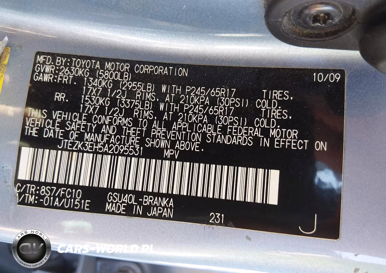 2010 Toyota Highlander Base V6 VIN:JTEZK3EH5A2095531 - 9
