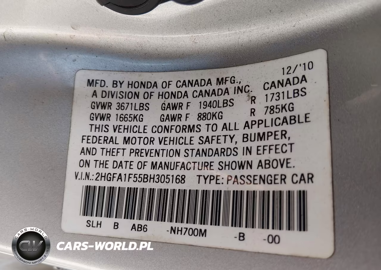 2011 Honda Civic Lx VIN:2HGFA1F55BH305168 - 9