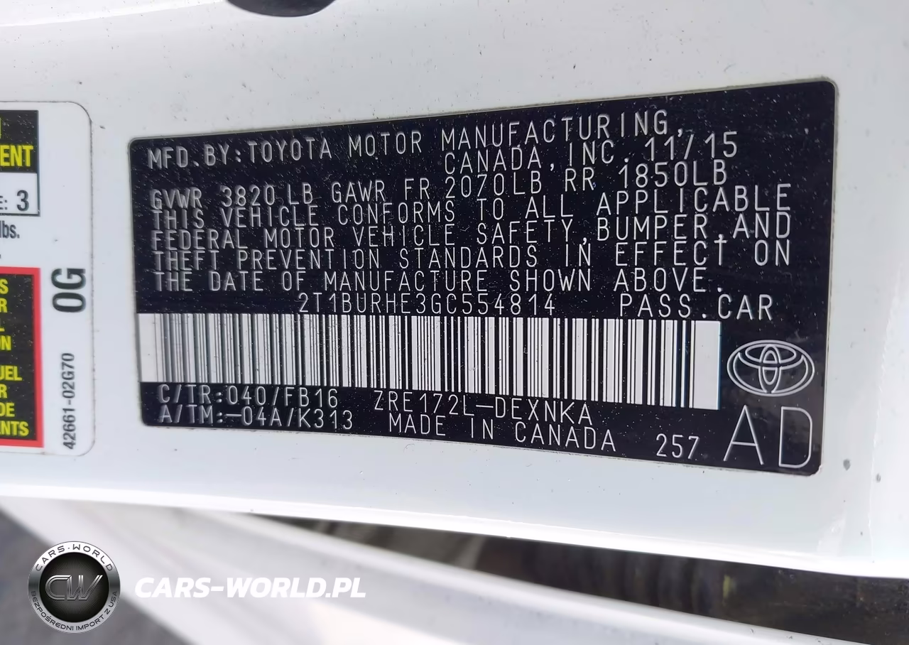 2016 Toyota Corolla Le VIN:2T1BURHE3GC554814 - 9