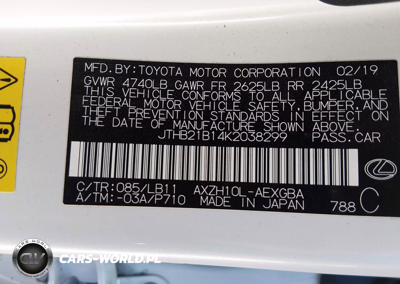 2019 Lexus Es 300H Luxury VIN:JTHB21B14K2038299 - 9