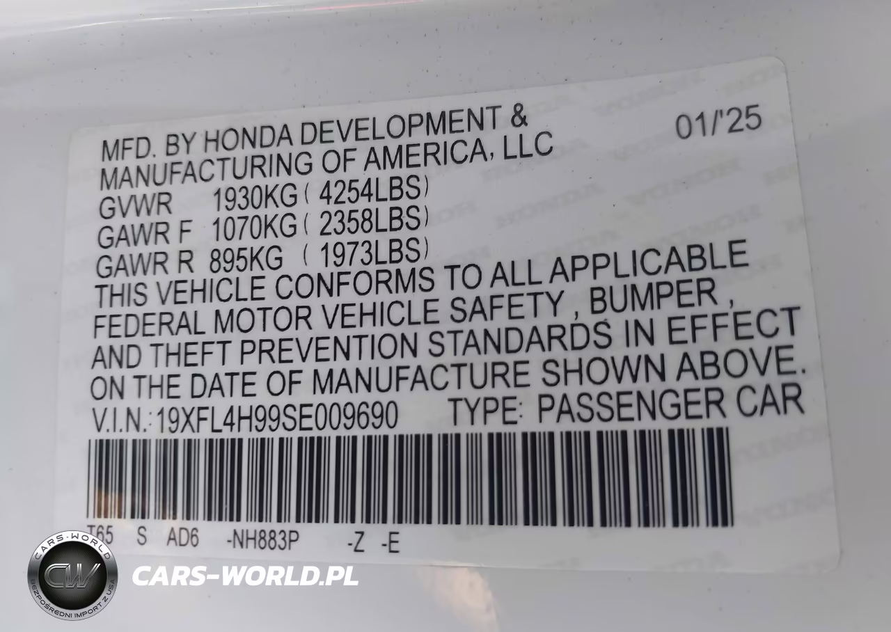 2025 Honda Civic Hybrid Sport Touring VIN:19XFL4H99SE009690 - 9