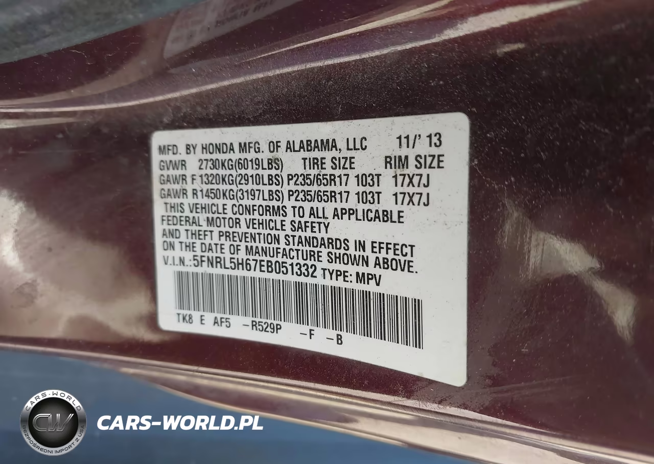 2014 Honda Odyssey Ex-L VIN:5FNRL5H67EB051332 - 9