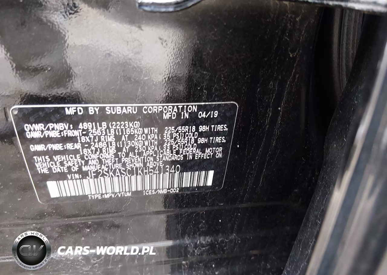 2019 Subaru Forester Limited VIN:JF2SKASC1KH541340 - 9