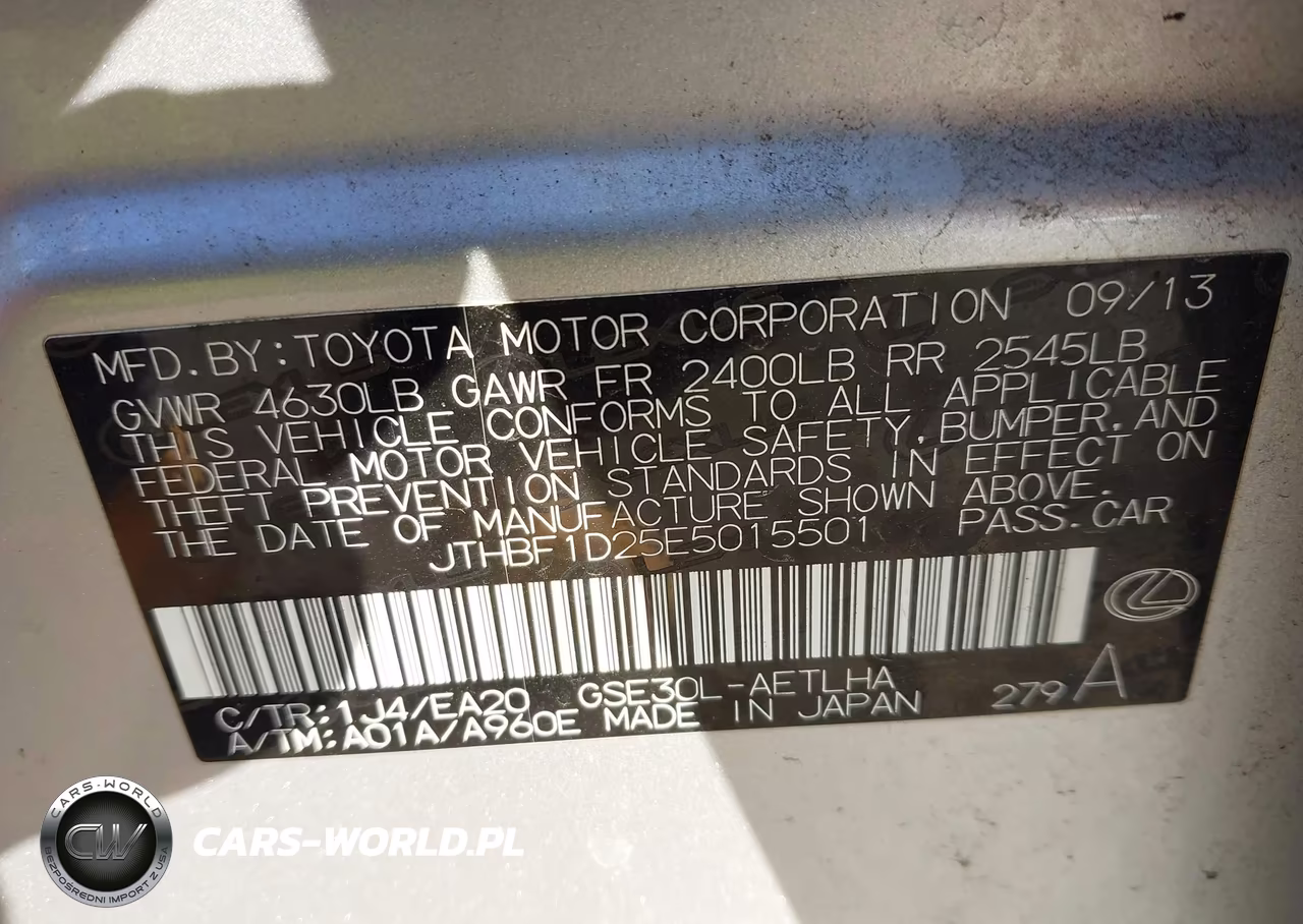2014 Lexus Is 250 VIN:JTHBF1D25E5015501 - 9