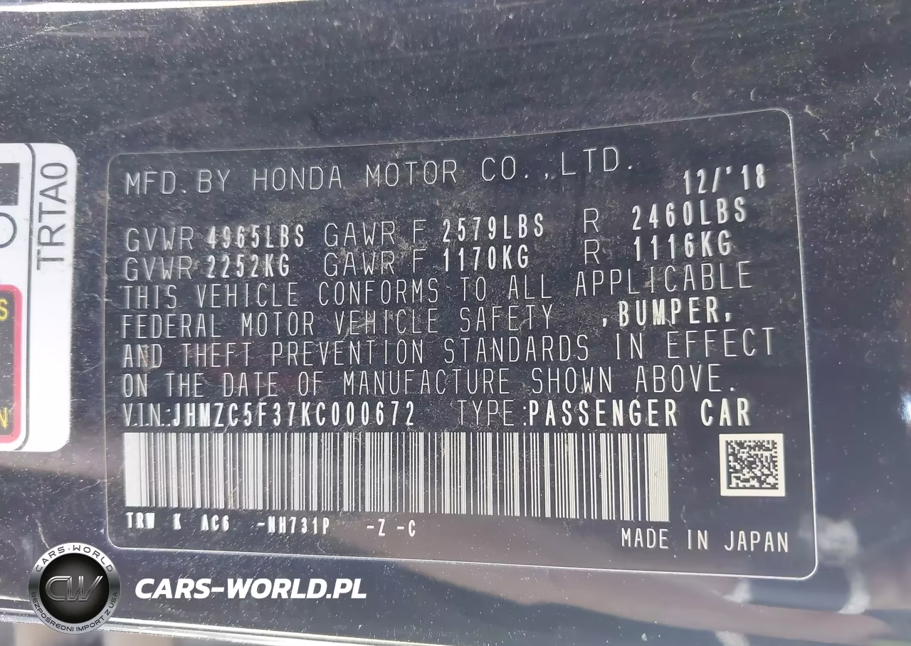 2019 Honda Clarity Plug-In Hybrid Touring VIN:JHMZC5F37KC000672 - 9
