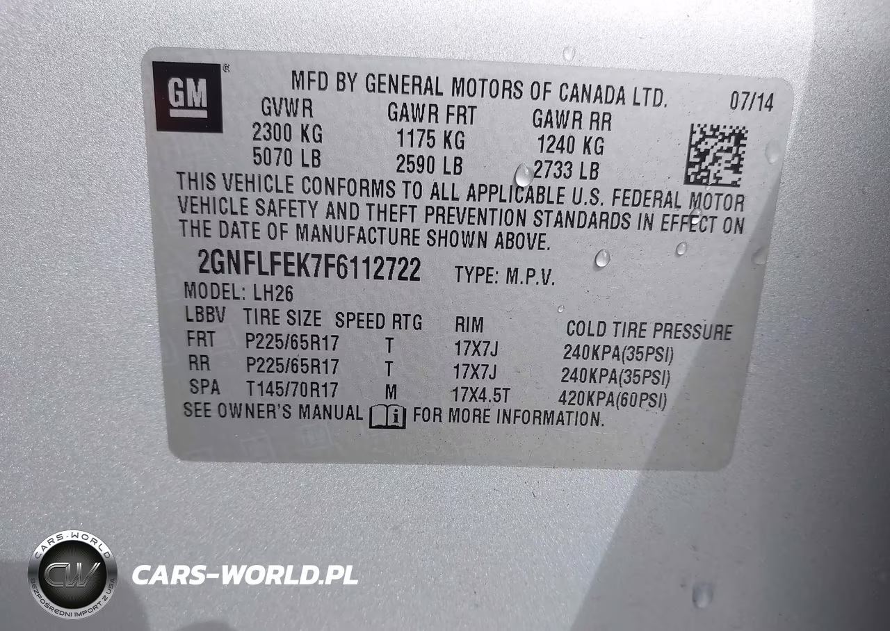 2015 Chevrolet Equinox 1Lt VIN:2GNFLFEK7F6112722 - 9