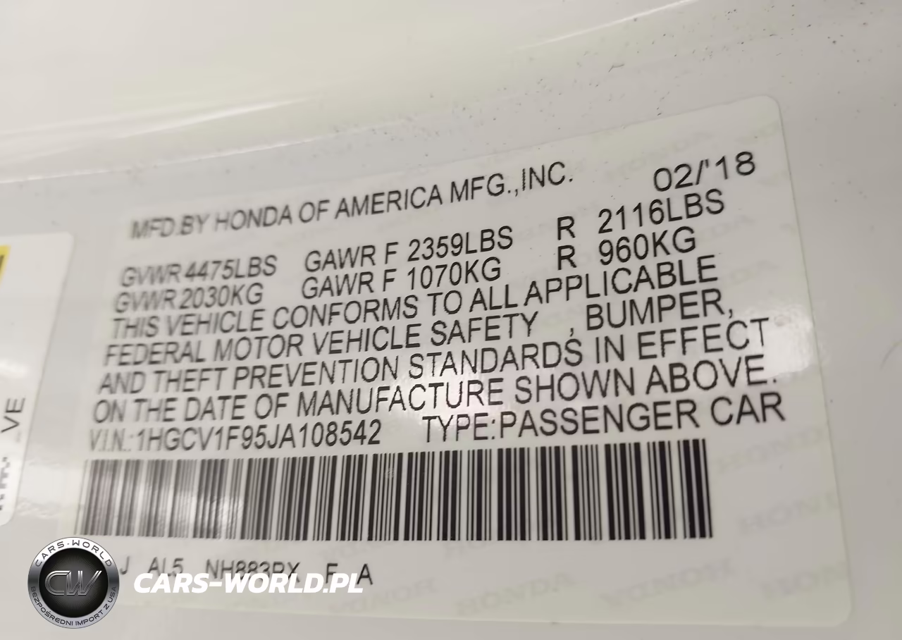 2018 Honda Accord Touring VIN:1HGCV1F95JA108542 - 9