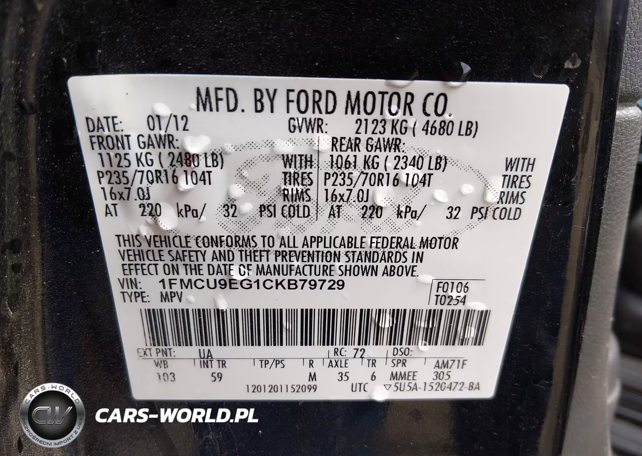 2012 Ford Escape Limited VIN:1FMCU9EG1CKB79729 - 9