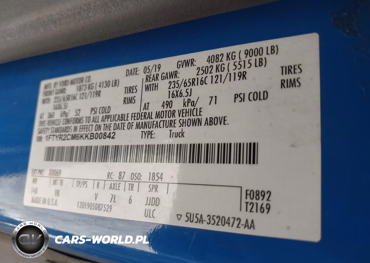2019 Ford Transit-250 VIN:1FTYR2CM6KKB00842 - 9