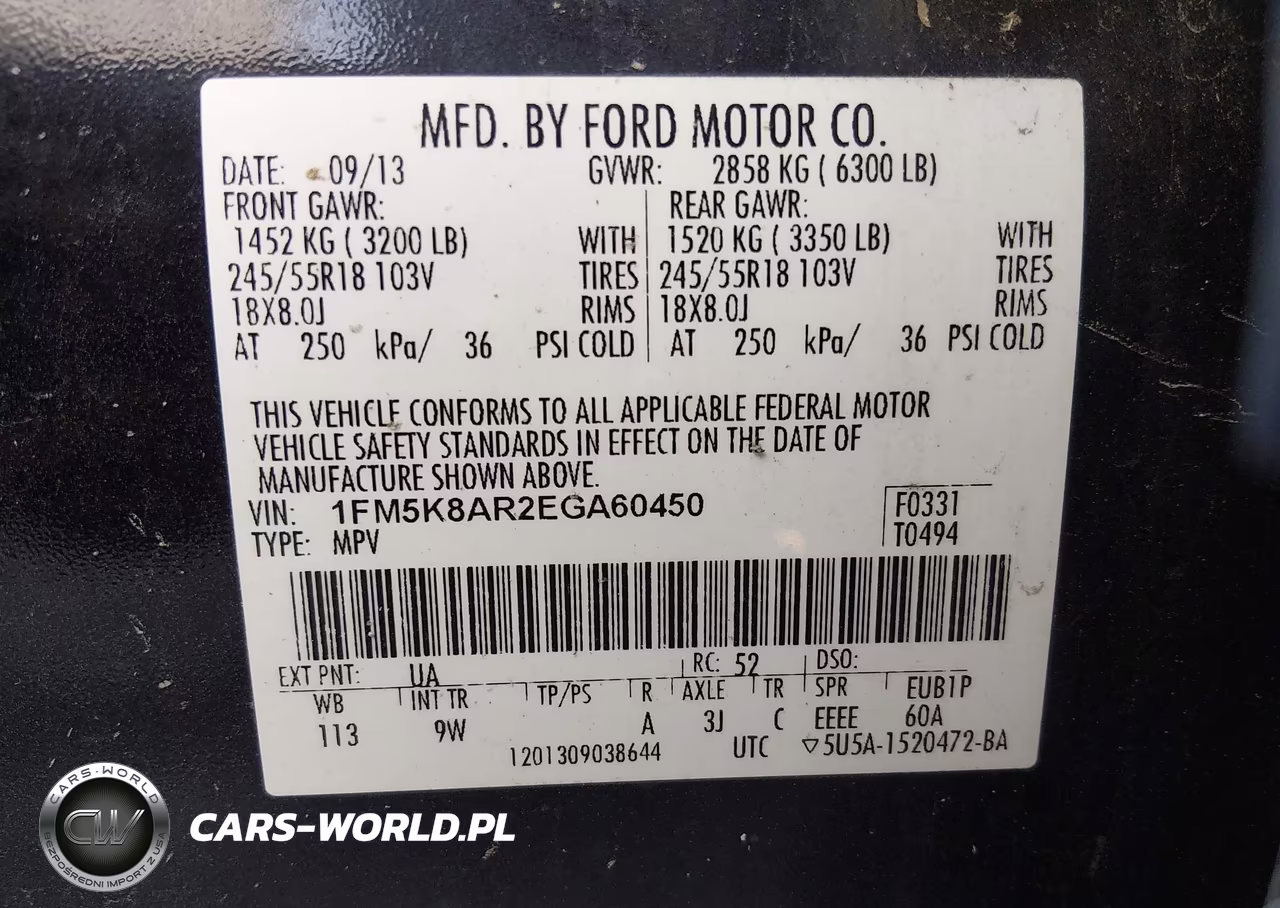 2014 Ford Utility Police Interceptor VIN:1FM5K8AR2EGA60450 - 9