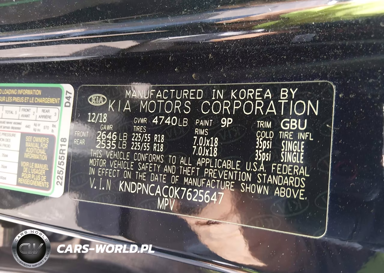 2019 Kia Sportage Ex VIN:KNDPNCAC0K7625647 - 9