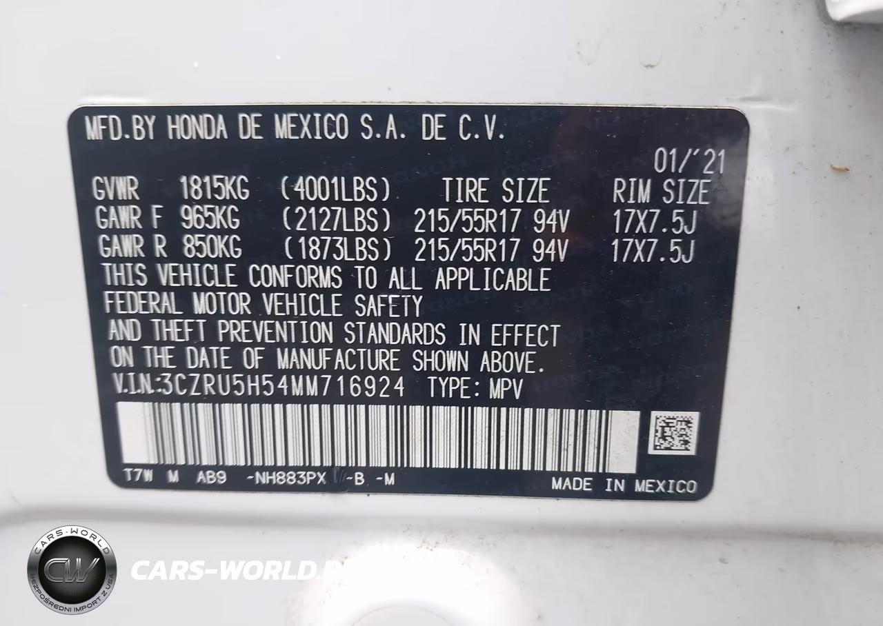2021 Honda Hr-V 2Wd Ex VIN:3CZRU5H54MM716924 - 9