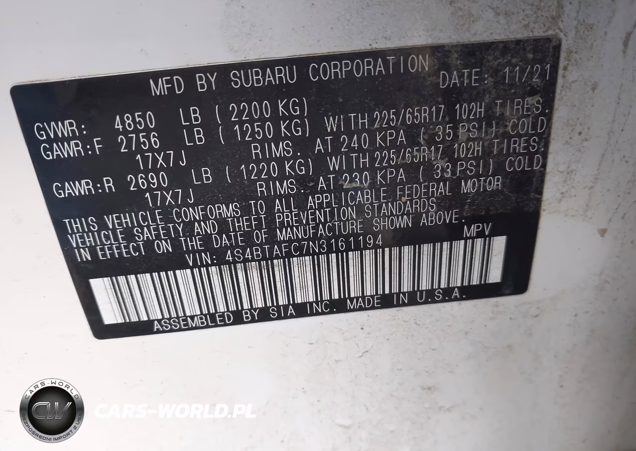 2022 Subaru Outback Premium VIN:4S4BTAFC7N3161194 - 9