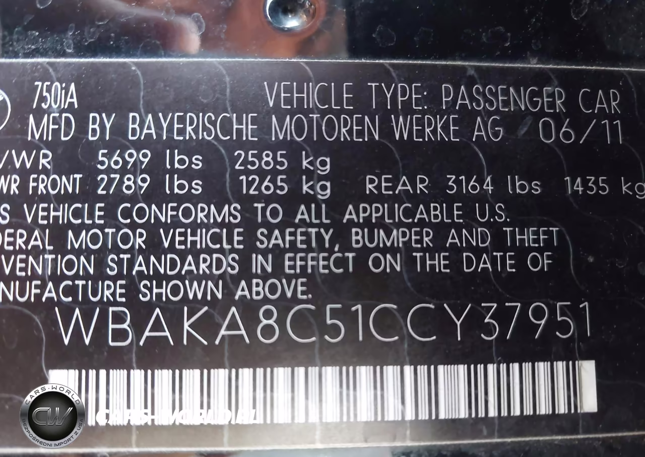 2012 BMW 750I VIN:WBAKA8C51CCY37951 - 9