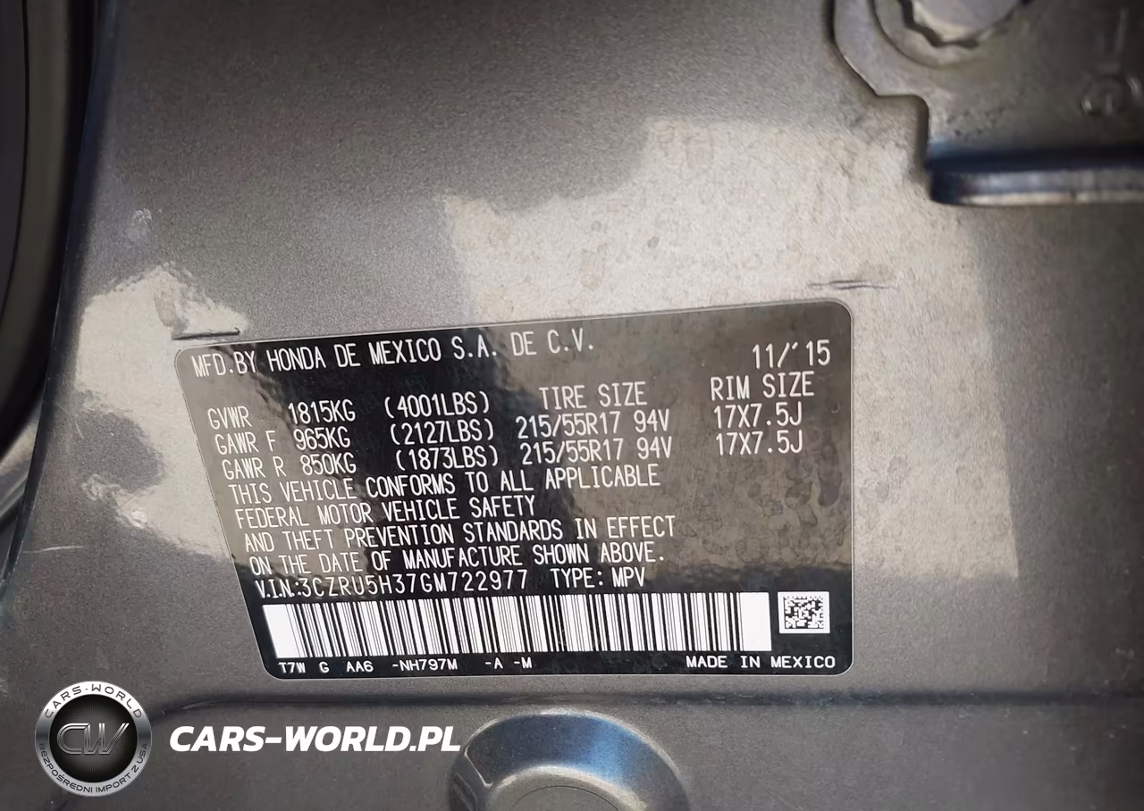 2016 Honda Hr-V Lx VIN:3CZRU5H37GM722977 - 9