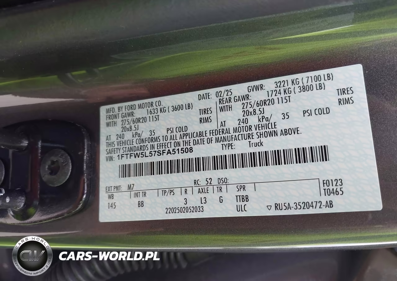 2025 Ford F-150 Lariat VIN:1FTFW5L57SFA51508 - 9