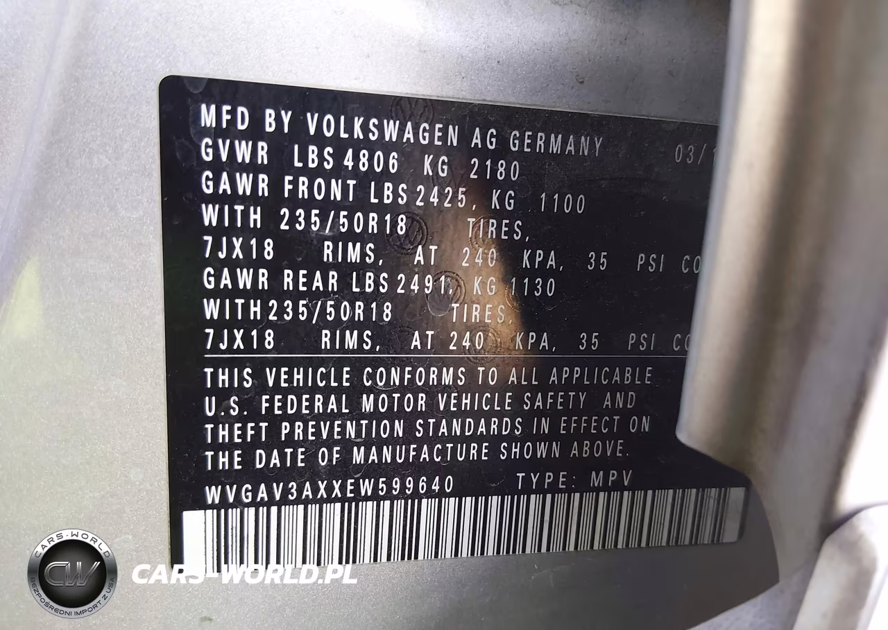 2014 Volkswagen Tiguan Se VIN:WVGAV3AXXEW599640 - 9