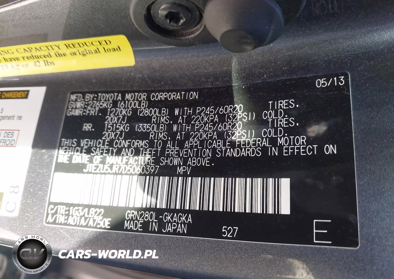 2013 Toyota 4Runner Limited VIN:JTEZU5JR7D5060397 - 9
