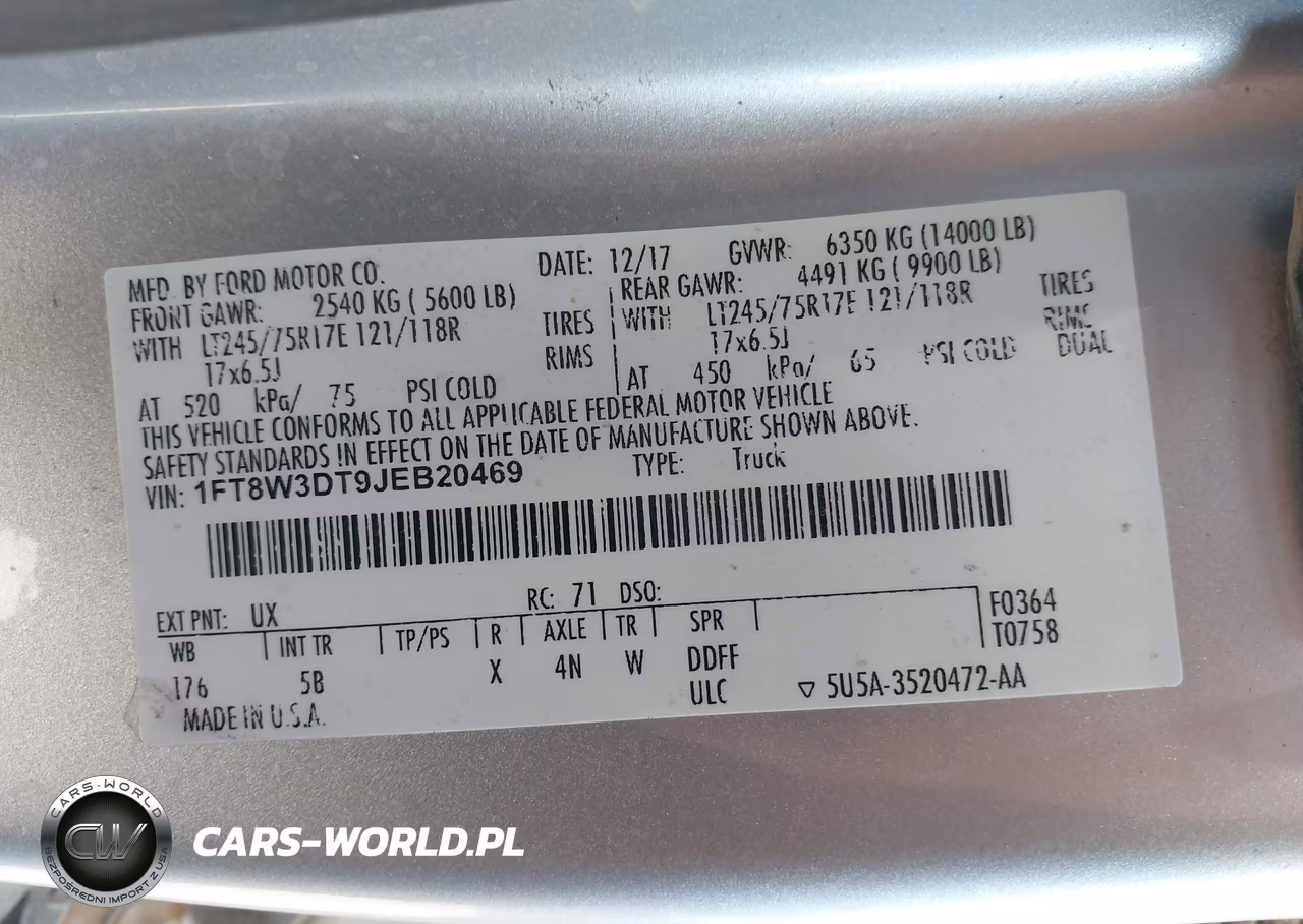 2018 Ford F-350 Lariat VIN:1FT8W3DT9JEB20469 - 8