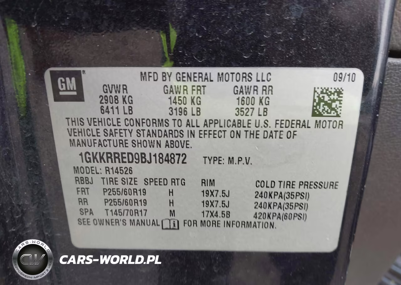 2011 GMC Acadia Slt-1 VIN:1GKKRRED9BJ184872 - 9
