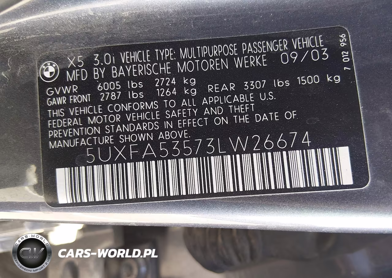 2003 BMW X5 3.0I VIN:5UXFA53573LW26674 - 9