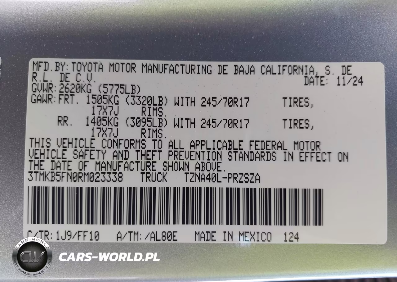 2024 Toyota Tacoma Sr5 VIN:3TMKB5FN0RM023338 - 9