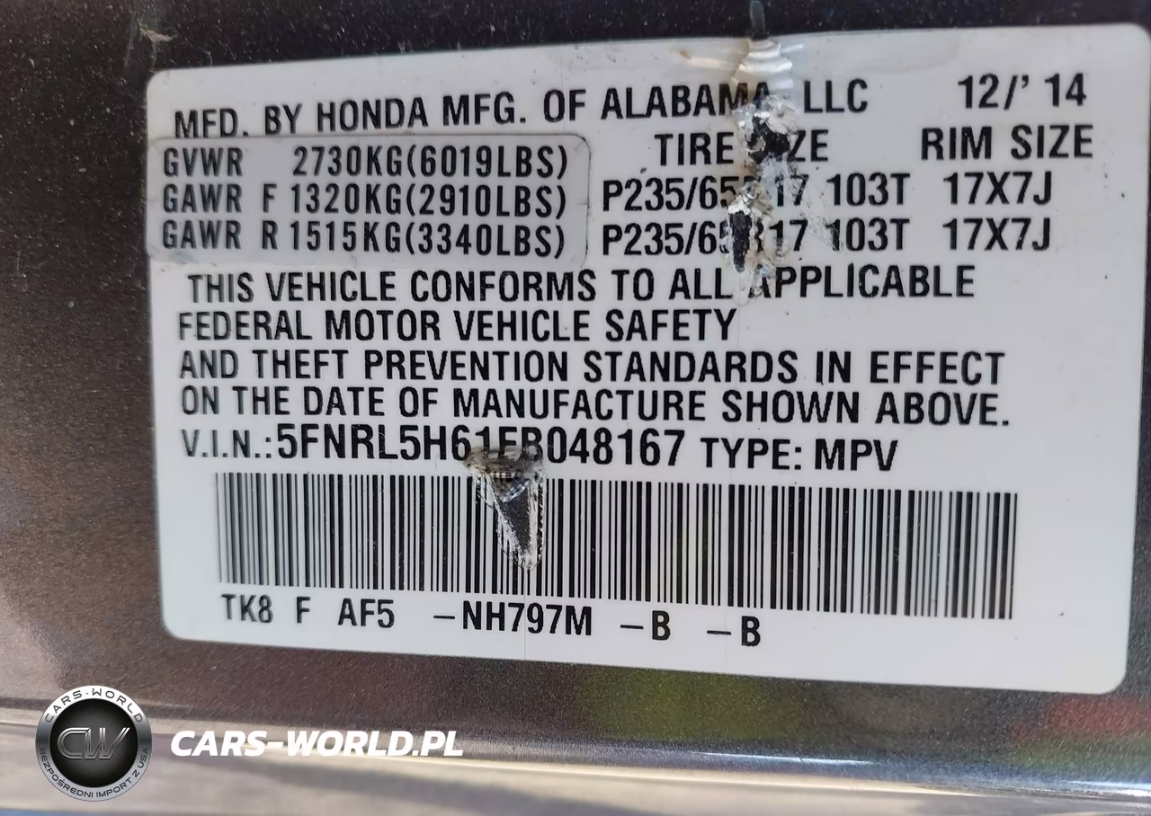 2015 Honda Odyssey Ex-L VIN:5FNRL5H61FB048167 - 9