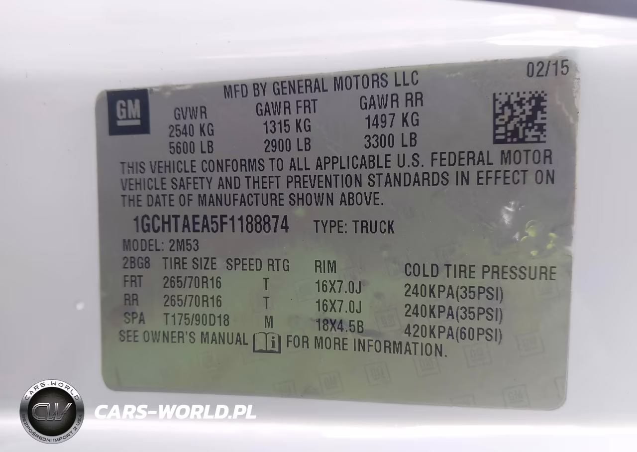 2015 Chevrolet Colorado Wt VIN:1GCHTAEA5F1188874 - 9