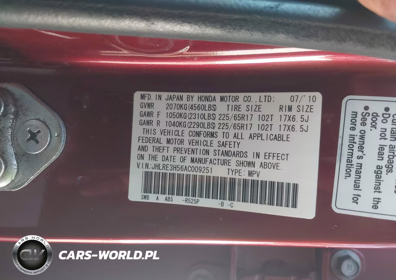 2010 Honda Cr-V Ex VIN:JHLRE3H56AC009251 - 9