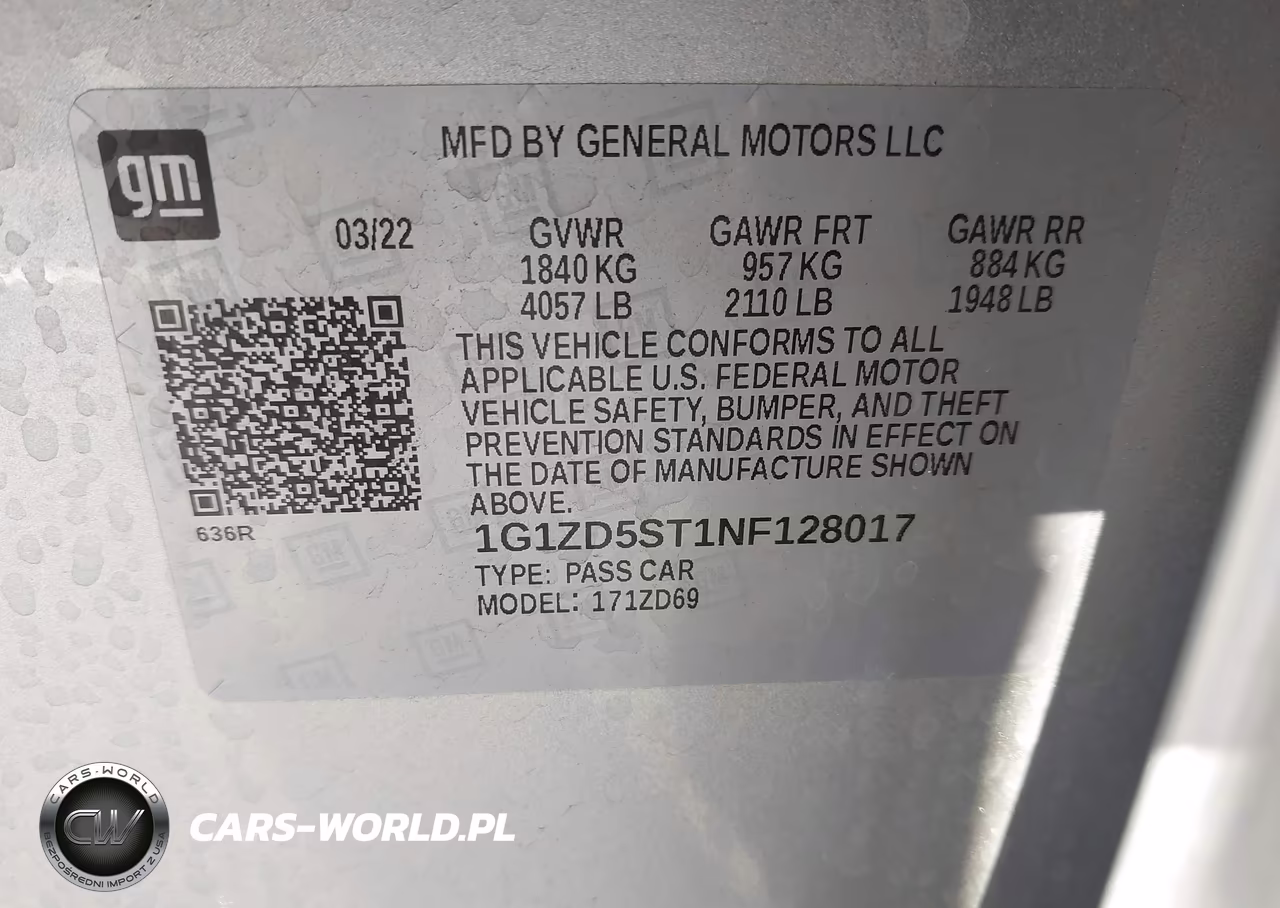 2022 Chevrolet Malibu Fwd Lt VIN:1G1ZD5ST1NF128017 - 9