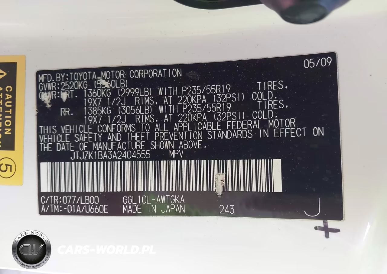 2010 Lexus Rx 350 VIN:JTJZK1BA3A2404555 - 9