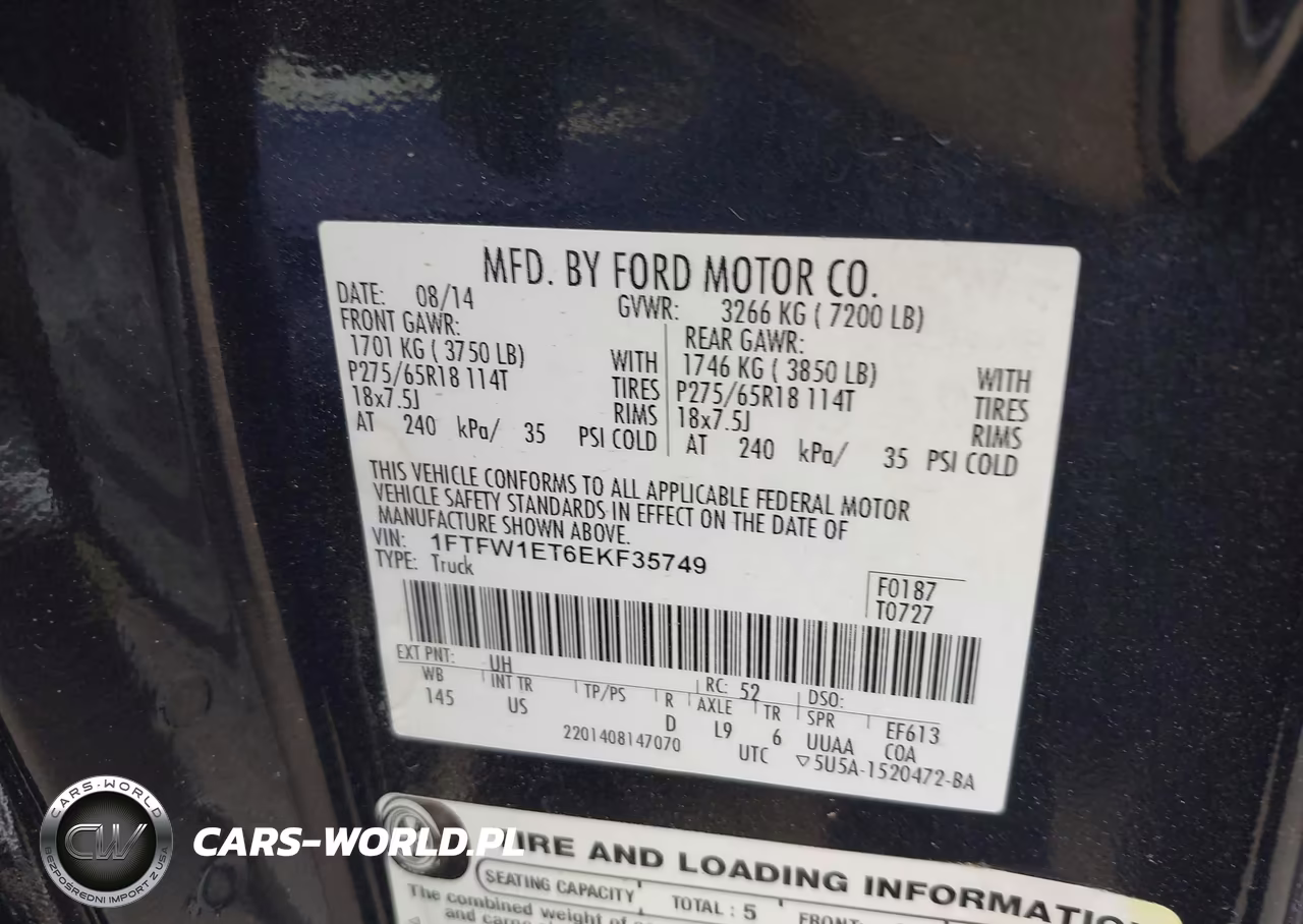 2014 Ford F-150 Xlt VIN:1FTFW1ET6EKF35749 - 9