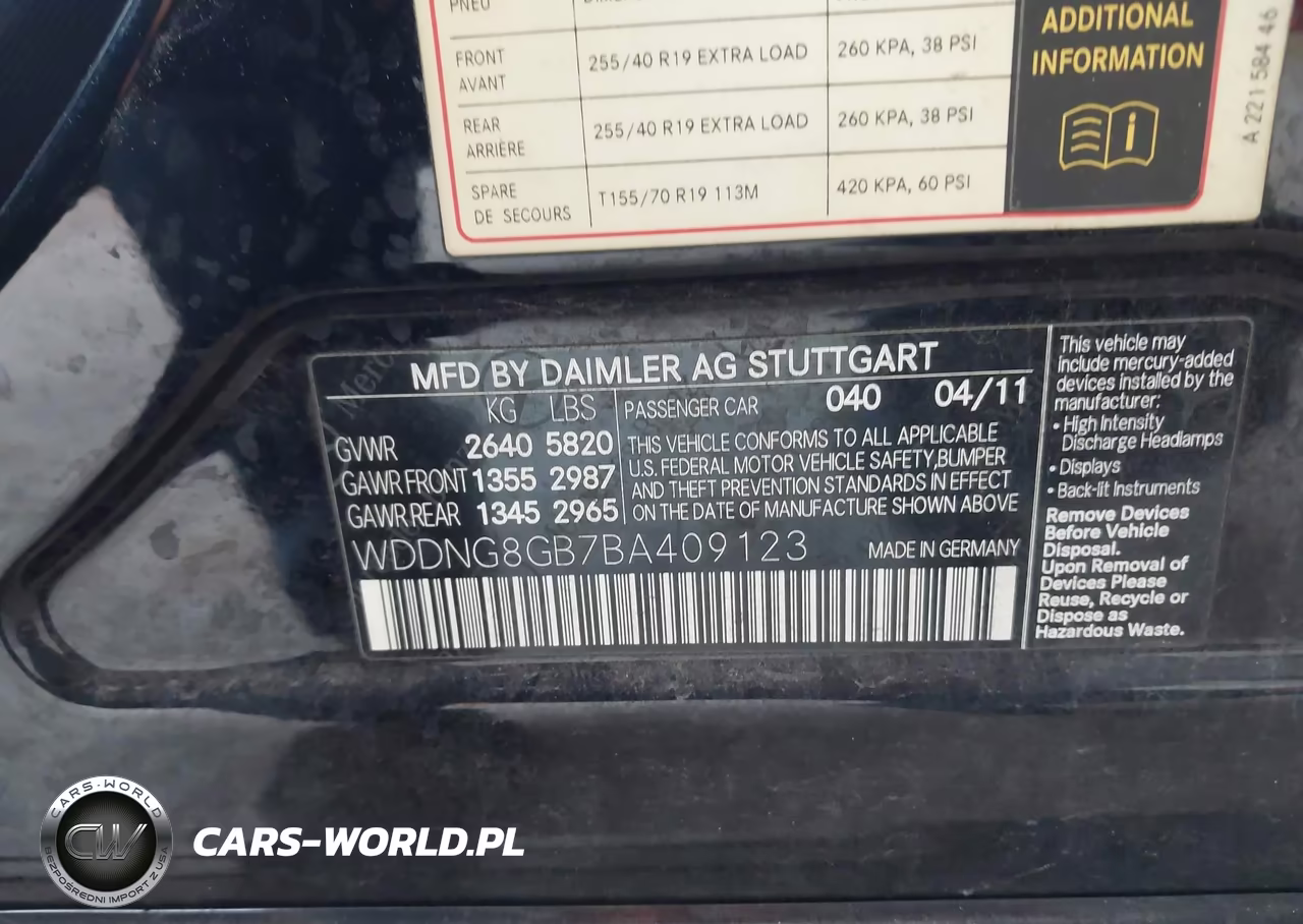 2011 Mercedes-Benz S 550 4Matic VIN:WDDNG8GB7BA409123 - 9